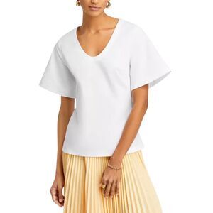$230 NWT By Malene Birger White Organic Cotton Lunae Top Size 38 Medium
